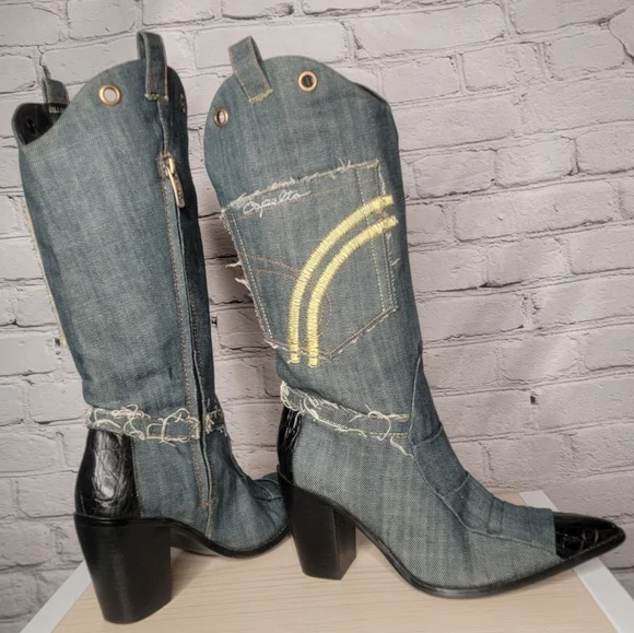 Capelta 'Billie Jean' denim western boot.  RARE find. Size 38 / us 8 - Picture 8 of 8